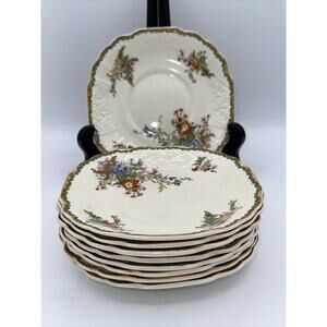 1930 Devon Myott Staffordshire England 5" Rimmed Salad Plate Set Of 9